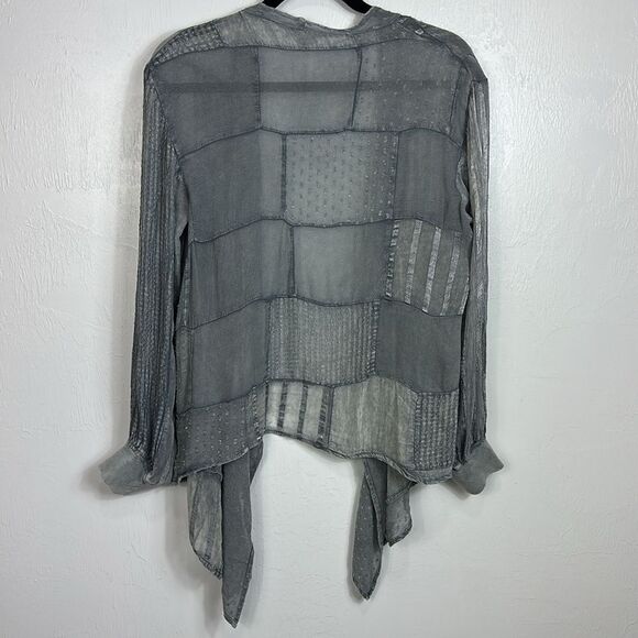 Young Threads Viscose Gray Patchwork Lightweight Cardigan Size M - Picture 5 of 10